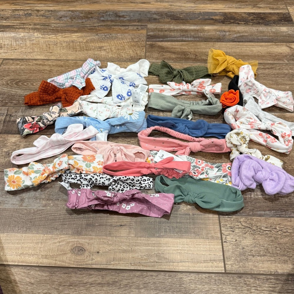 Baby Girl Headbands Lot Assorted Prints Bows Knot Stretch Fabric Soft‎ Cute